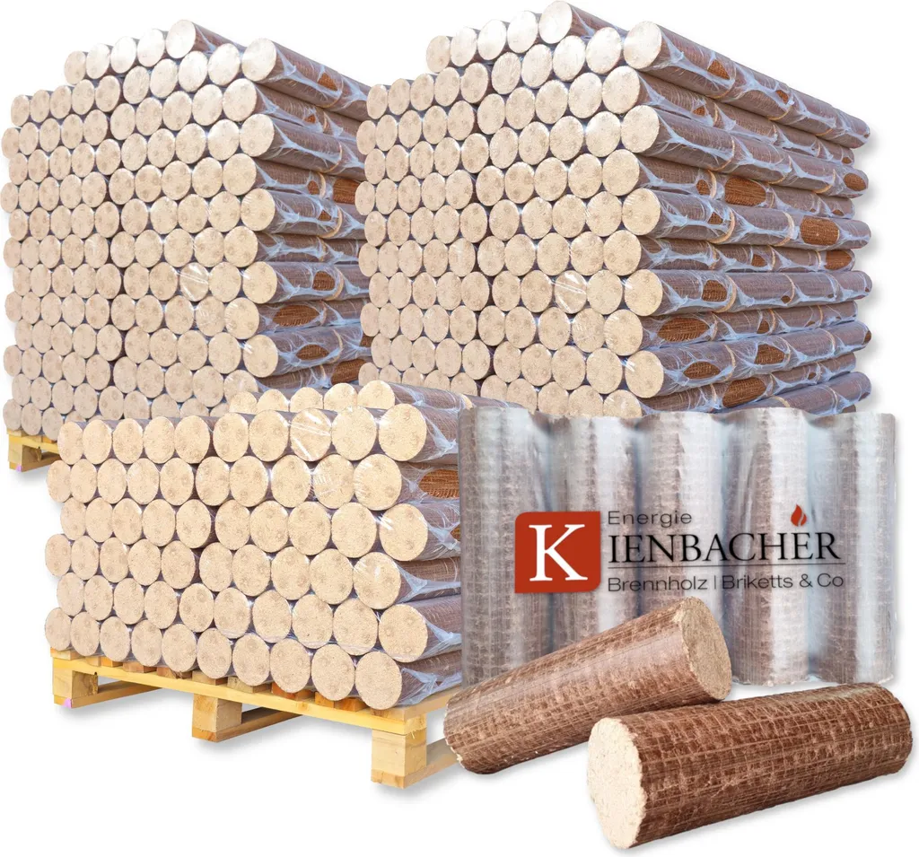 2500 kg Nestro Briketts Hartholzbriketts aus Buche & Eiche | 250 x 10 kg Holzbrikett auf Paletten | Energie Kienbacher®