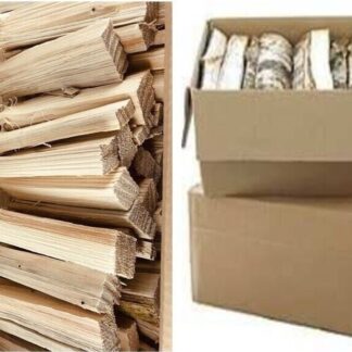 60 kg Birkenbrennholz Paket mit 25 cm Scheitlänge und 1 Karton Anzündholz – Ansicht 1
