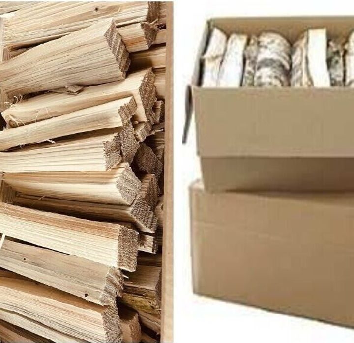 60 kg Birkenbrennholz Paket mit 25 cm Scheitlänge und 1 Karton Anzündholz – Ansicht 1