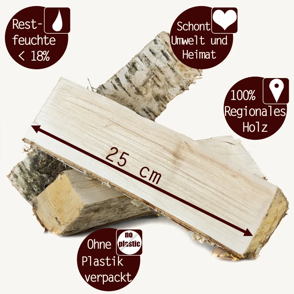 Brennholz Birkenholz Holz 90 kg Birke Für und Kaminofen Feuerschale