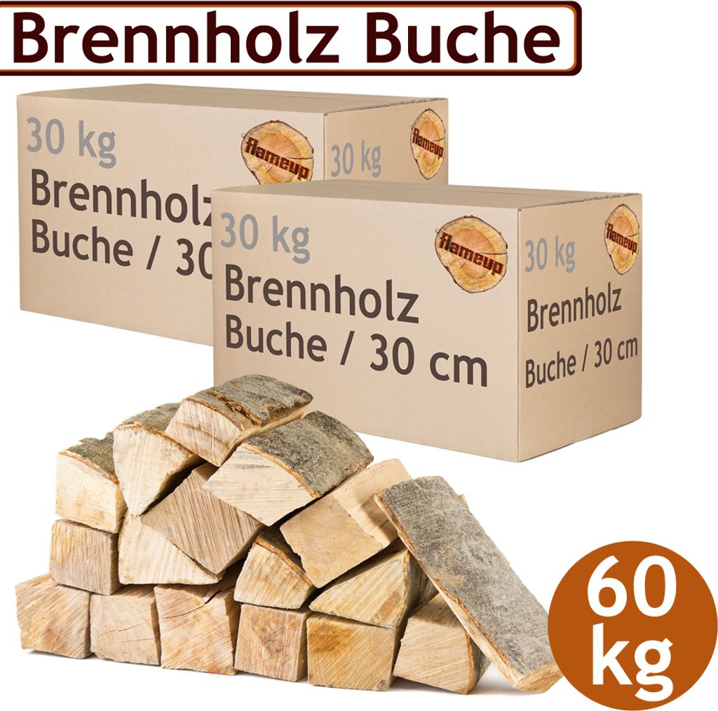 Brennholz Buche 60 kg – Ofenfertiges Kaminholz für Kamin und Grill – Ansicht 1