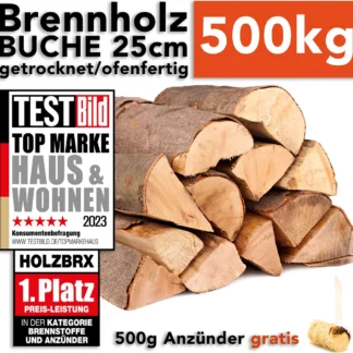 Brennholz Kaminholz Feuerholz Buche 500kg auf Palette / 25cm ofenfertig gesägt gespalten getrocknet (firewood beech / bois de chauffage hêtre) HOLZBRX