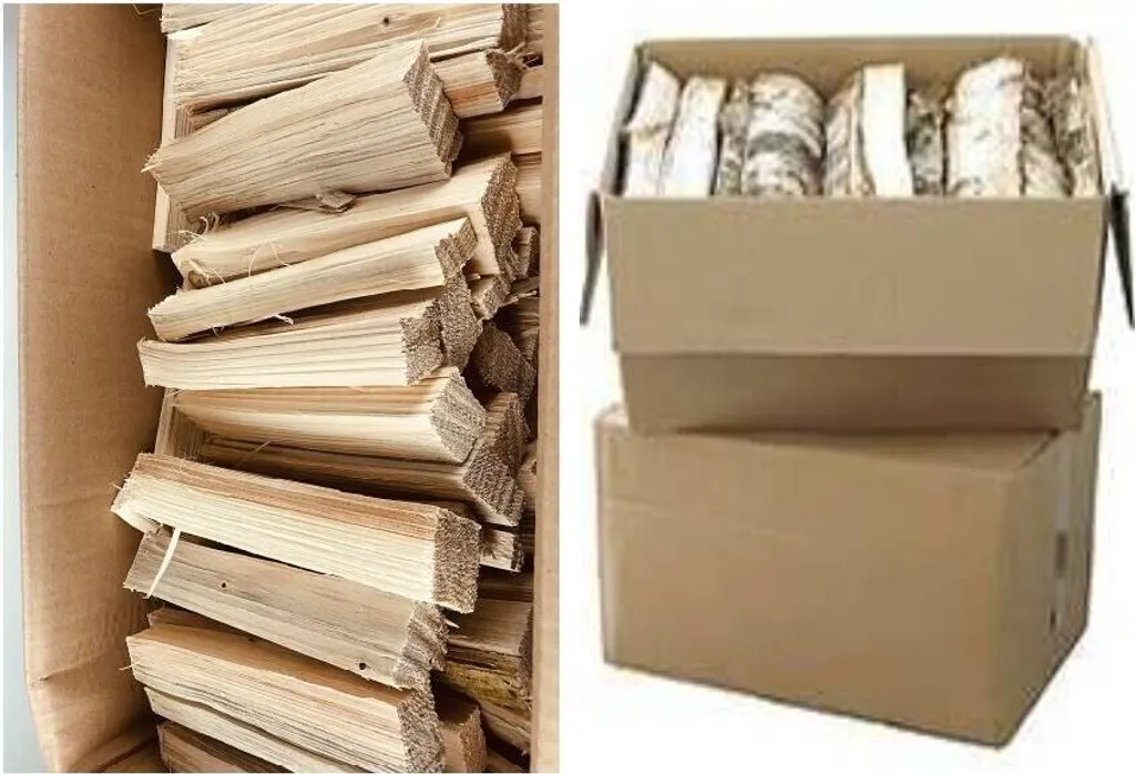 Brennholzpaket 60 kg Birke 25 cm + 1 Karton Anzündholz ca. 15 kg Feuerholz Kamin