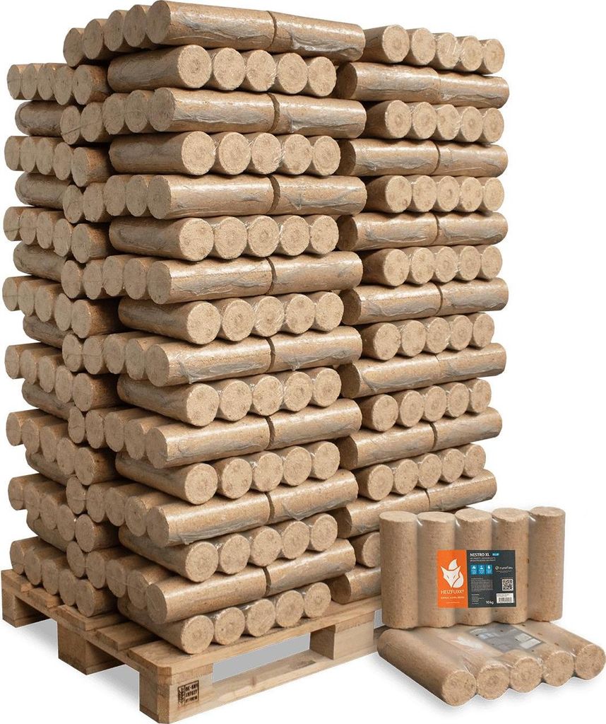HEIZFUXX Nestro XL Blue Holzbriketts aus hochwertigem Nadelholz, 960kg (96 Pakete x 10kg) – Ansicht 2