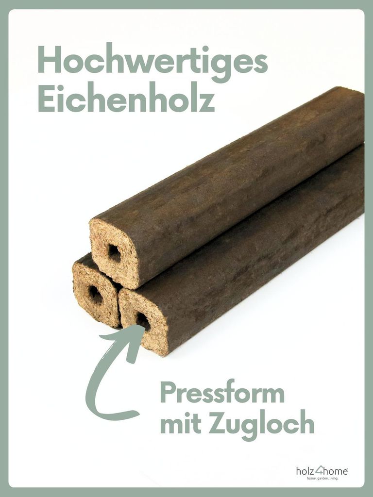 holz4home Pini Kay Eichenbriketts 30 kg – Hochwertige Brennholzbriketts für Kamin und Ofen – Ansicht 4