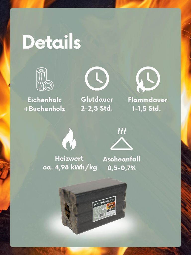 holz4home Pini Kay Eichenbriketts 30 kg – Hochwertige Brennholzbriketts für Kamin und Ofen – Ansicht 5