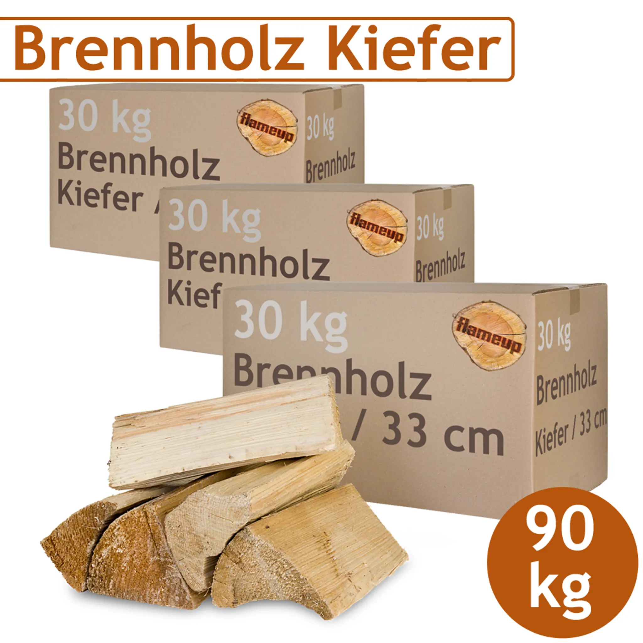 Kiefer Brennholz Holz 90 kg Für und Kaminofen Feuerschale Grill
