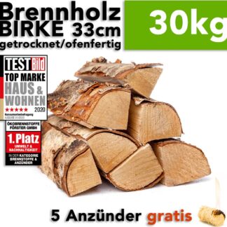 Ofenfertiges Birkenbrennholz 30 kg in 25 cm Scheiten von – Ansicht 1