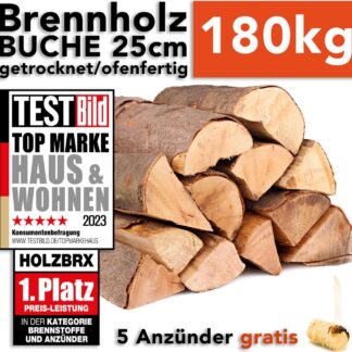 Ofenfertiges Buchenbrennholz 180kg mit 25cm Scheitlänge – Ansicht 1