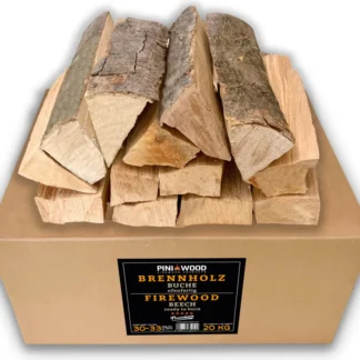 PINI Brennholz ofenfertig Buche 20 Kg ca. 30-33 cm für Kamin Grill Feuerschale Pizzaofen Smoker