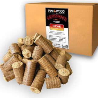 PINI Hartolzbriketts 30 kg aus 100% Eiche – Langanhaltende Wärme für Kamin und Ofen – Ansicht 1