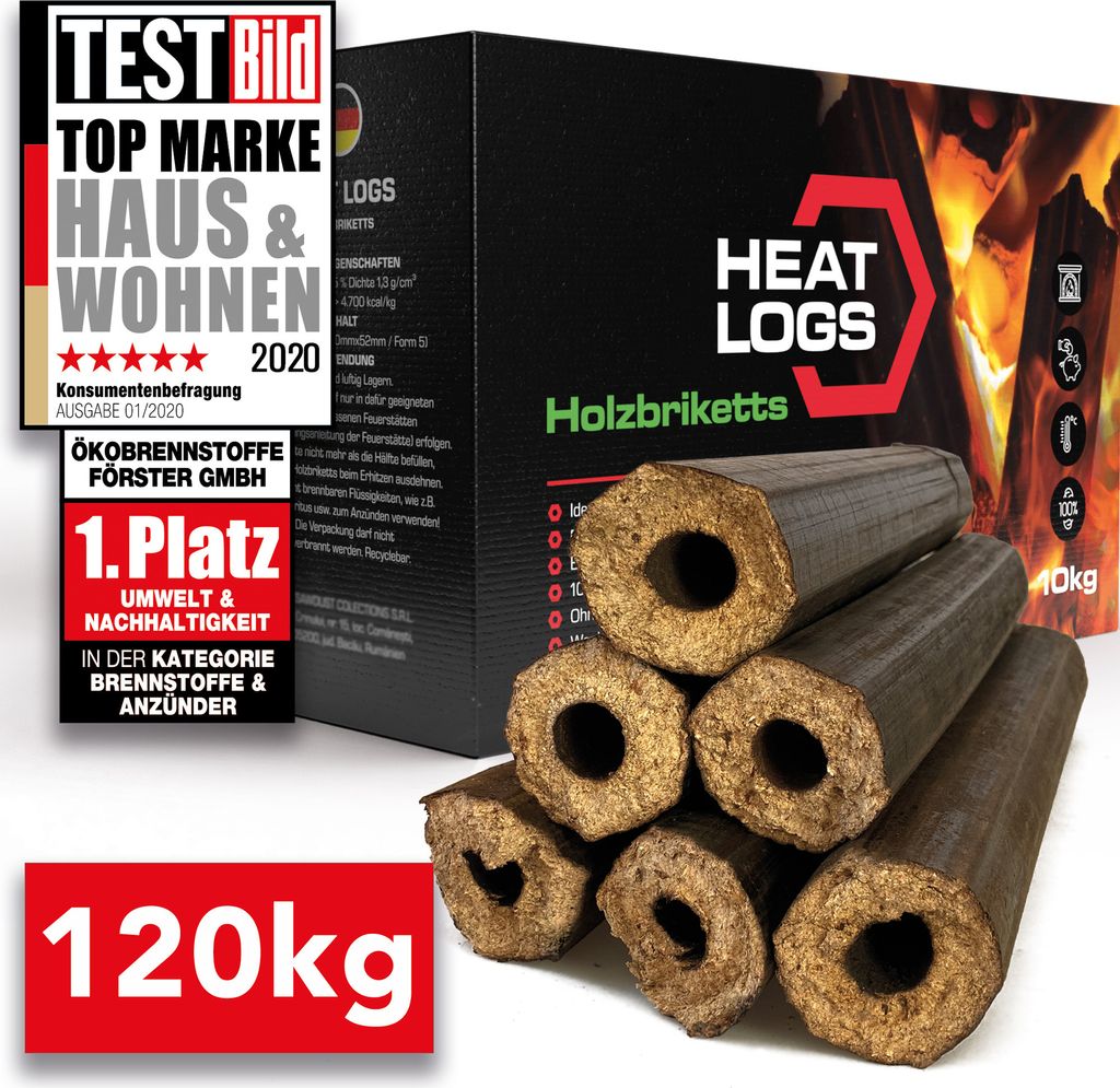 Pini&Kay Buchenholzbriketts 120kg - Hochwertige Heizkraft für Kamine – Ansicht 1