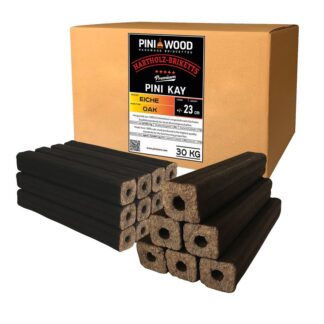 PINI Kay Eichenholzbriketts 23 cm – 30 kg Hochwertige Hartholzbriketts für Kamin und Grill – Ansicht 1