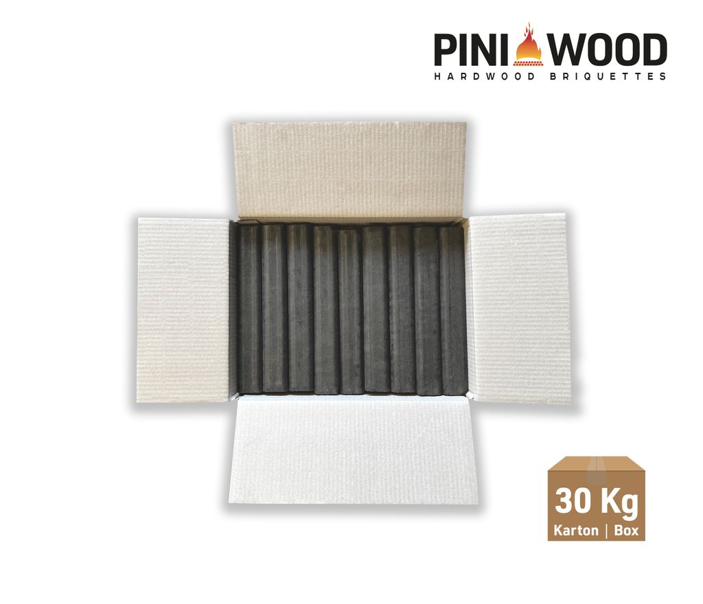 PINI Kay Eichenholzbriketts 23 cm – 30 kg Hochwertige Hartholzbriketts für Kamin und Grill – Ansicht 2