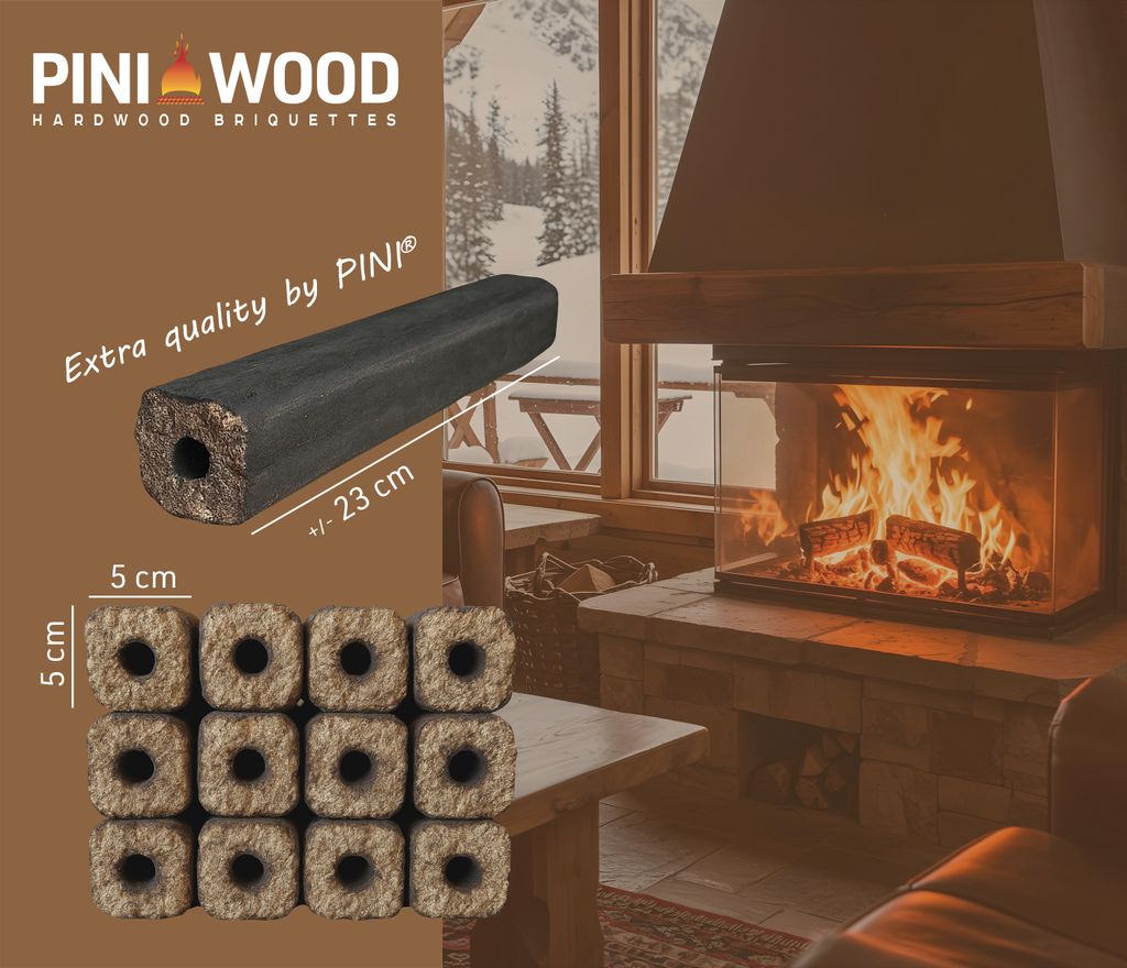PINI Kay Eichenholzbriketts 23 cm – 30 kg Hochwertige Hartholzbriketts für Kamin und Grill – Ansicht 3