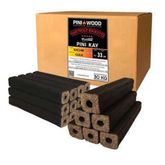 PINI Kay Eichenholzbriketts 33 cm – 30 kg Hochwertige Hartholz-Briketts für effizientes Heizen – Ansicht 1