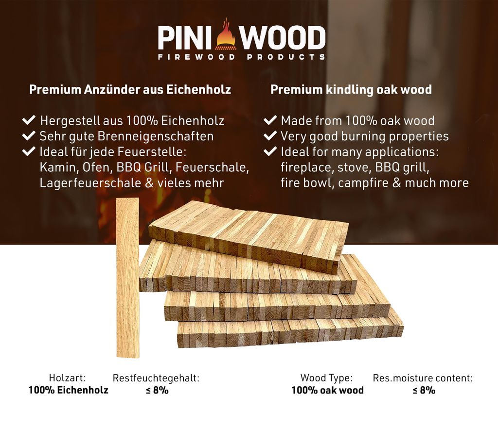 Premium Eichen Anzündholz, 30 kg – Langanhaltendes Feuer für Kamin und Grill – Ansicht 3