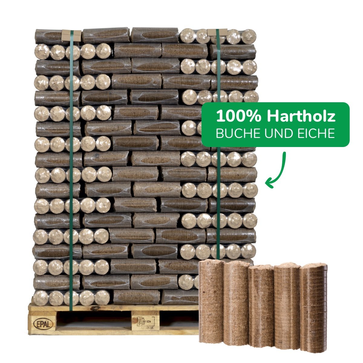 Premium-Holzbriketts 960kg auf Palette | 960kg – Kaminofen